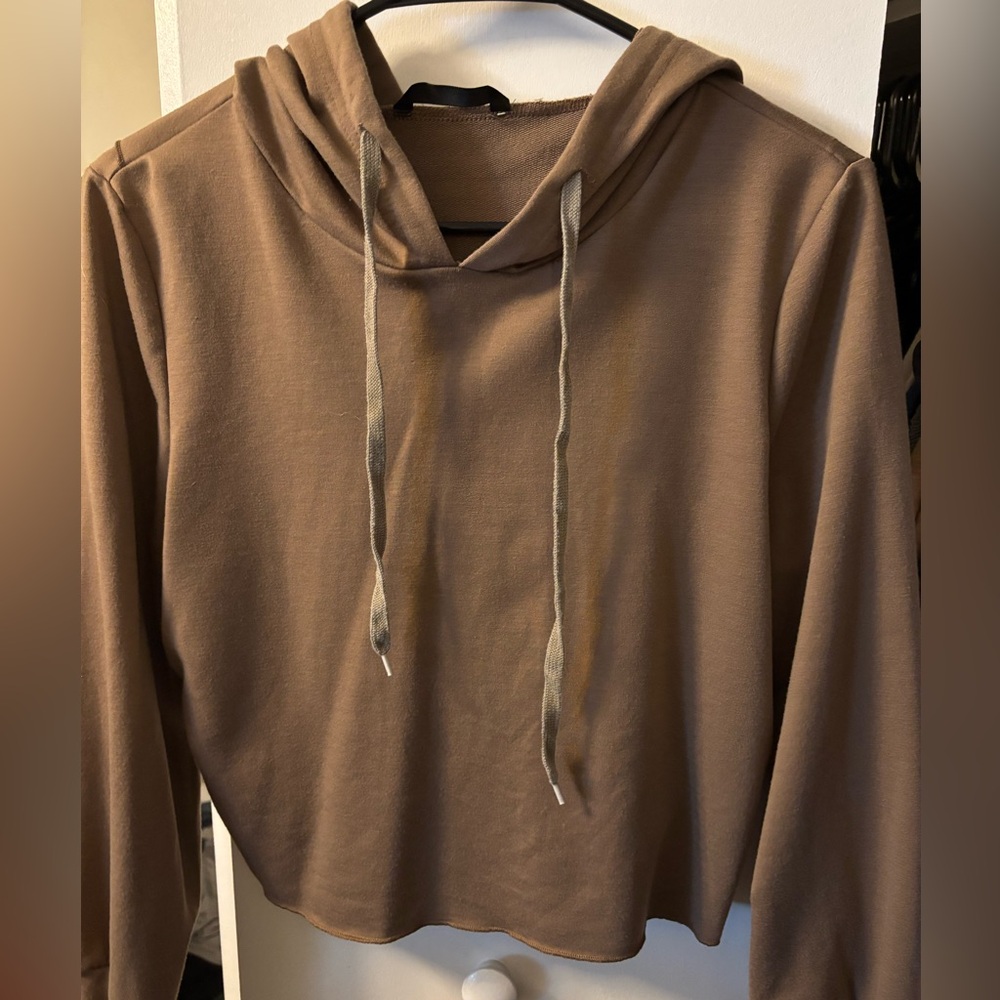 SHEIN Coffee Brown Cropped Hoodie